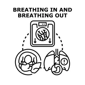 Human breathing process and respiratory system illustration Illustrazione stock