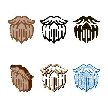Human brutal forms bushy beard icon outline Stock-Illustration
