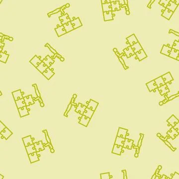 Human business puzzle line vector seamless pattern Stock Illustration