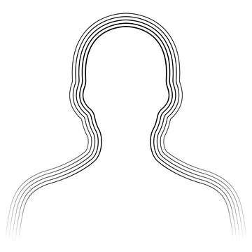 Human bust silhouette avatar, bust shape parallel lines, human chakra aura 스톡 일러스트