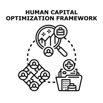 Human capital optimization framework business management strategy Illustrazione stock