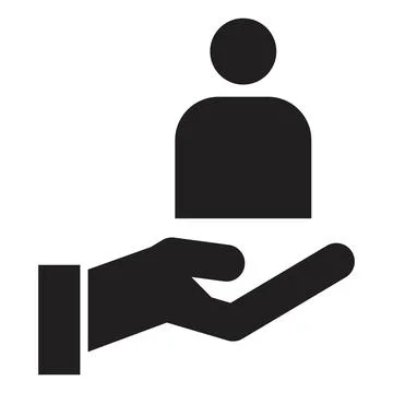 Human care icon vector design template in black color isolated sign on white  Ilustração Stock