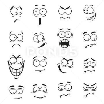 Human cartoon emoticon faces with expressions: Royalty Free #71064094