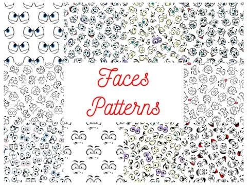 Human cartoon faces patterns Illustrazione stock