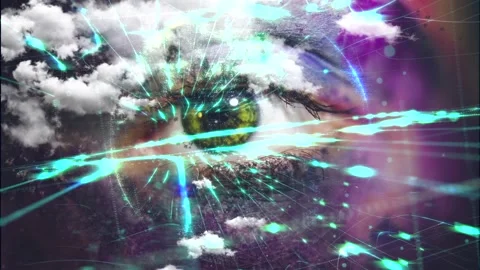 Human caught in global digital matrix Stock Footage 176937945