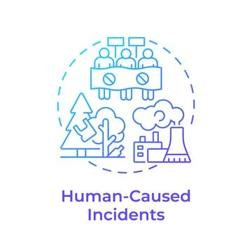 Human caused incidents blue gradient concept icon Stock Illustration
