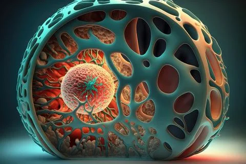 Human cell - 3d render, illustration, imaginative Stock Illustration