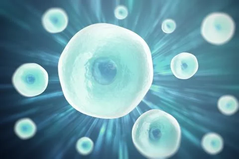 Human cell, animal cell, science background. 3d illustration Stock Illustration