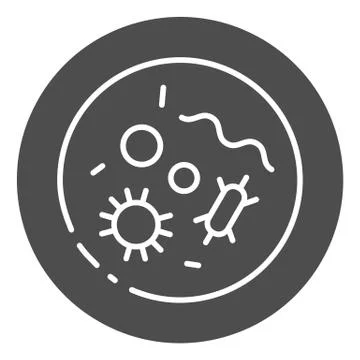 Human cells against coronavirus in microscope solid icon. Healthy cell with Stock Illustration