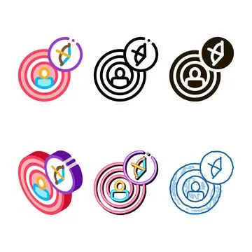 Human in center diversity of target icon thin line vector Stock Illustration