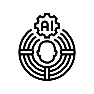 Human centered ai ethical line icon vector illustration Illustrazione stock