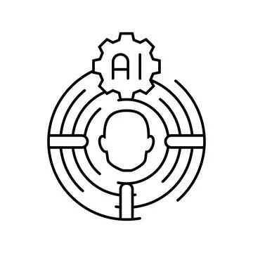 Human centered ai ethical line icon vector illustration Illustrazione stock