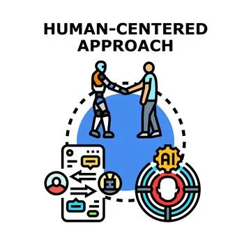 Human centered approach integrating artificial intelligence development Stock Illustration