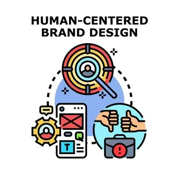 Human centered brand design concept developing strategy Stock Illustration