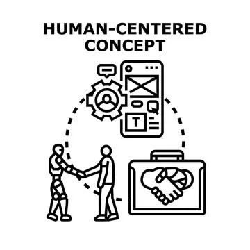 Human centered design concept with robot collaboration Stock Illustration