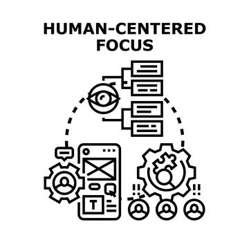 Human centered design focus process optimizing user experience Stock Illustration
