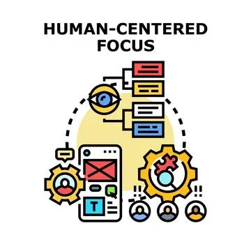 Human centered design focus process optimizing user experience Stock Illustration