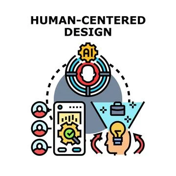 Human centered design process and user experience development Illustrazione stock