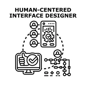 Human centered interface designer creating user experience Stock Illustration