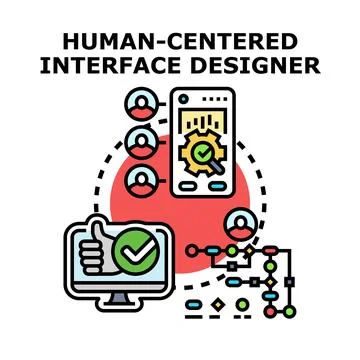 Human centered interface designer creating user experience Stock Illustration