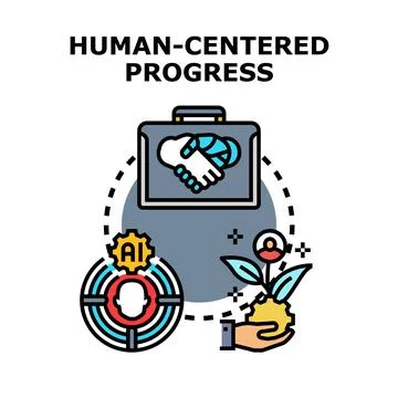 Human centered progress developing future technology and growth Stock Illustration