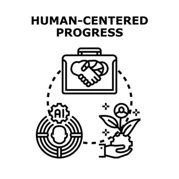 Human centered progress developing future technology and growth Stock Illustration