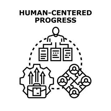 Human centered progress integrating people, strategy, and teamwork Ilustración de archivo