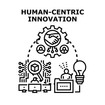Human centric innovation process design development concept Stock Illustration