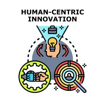 Human centric innovation process developing new ideas Stock Illustration