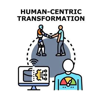 Human centric transformation developing ai integration and well being 스톡 일러스트