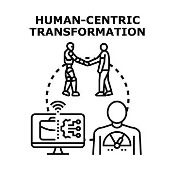 Human centric transformation developing ai integration and well being 스톡 일러스트