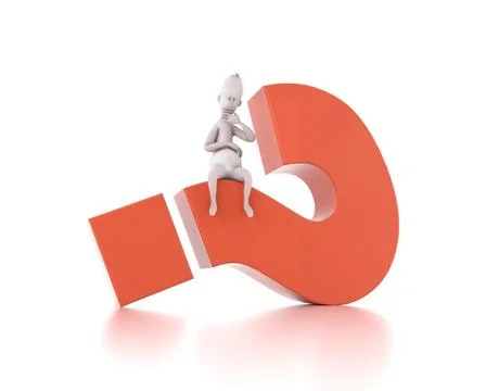 Human character and a red question mark. Illustrazione stock