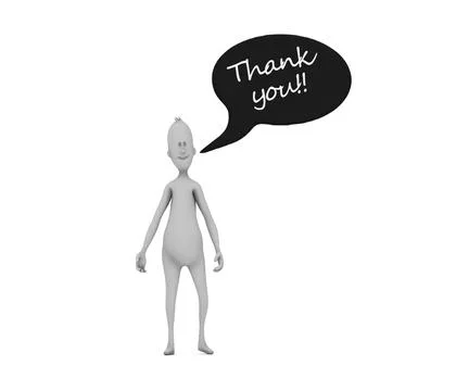 Human character with speech bubble and lettering Thank you. Stock Illustration