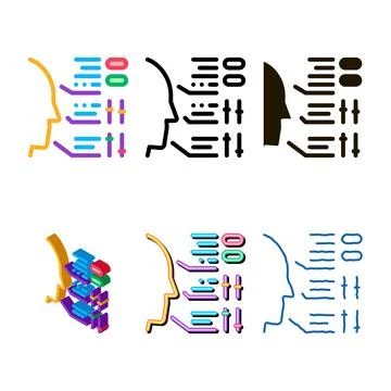 Human characteristics icon variety vector outline Stock Illustration