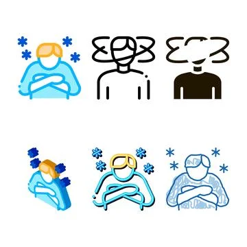 Human with chill pack icon vector outline Stock Illustration