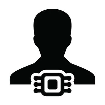 Human chip icon vector for RFID implant with male user person profile avatar  Stock Illustration