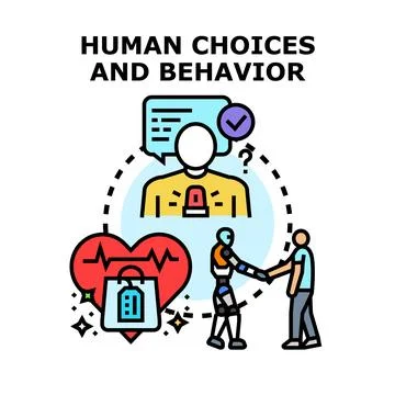 Human choices and behavior management psychology concept Stock Illustration