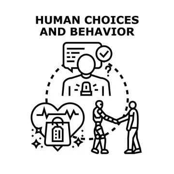 Human choices and behavior management psychology concept Illustrazione stock