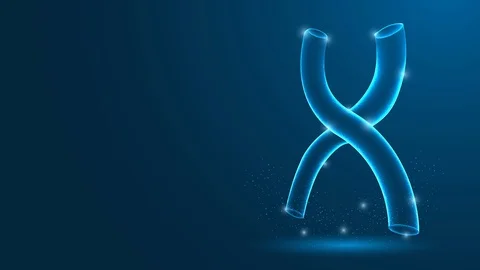 Human Chromosome. X-shaped structure.video animation on blue background. Stock-Footage 120766150