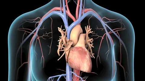 Human Circulatory System. Medically accurate of Heart with Vains and arteries Stock Illustration