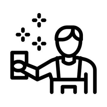 Human Cleaning Icon Vector Outline Illustration Ilustración de archivo