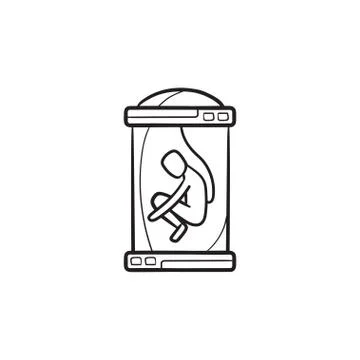 Human cloning in lab hand drawn outline doodle icon. Stock Illustration