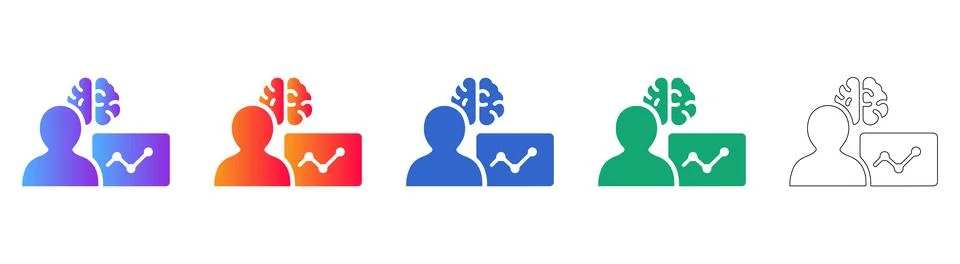 Human Cognitive Performance Data Icons Stockillustratie