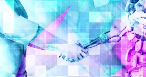 Human Collaboration With AI In Cyberspace Concept Stock Footage 340304807