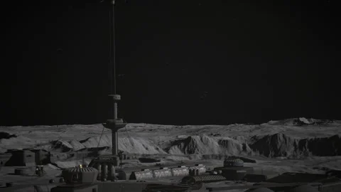 Human colony on the moon Video stock 290086199