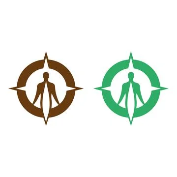 Human Compass Logo Design Direction Guidance Identity Stock Illustration