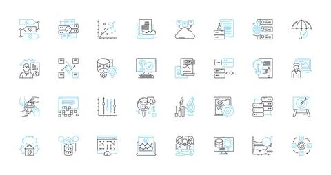 Human compliance linear icons set. Obligation , Conformity , Adherence Stock Illustration