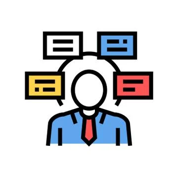 Human comprehends tasks color icon vector illustration イラスト素材