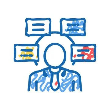 Human comprehends tasks icon doodle illustration Stock Illustration
