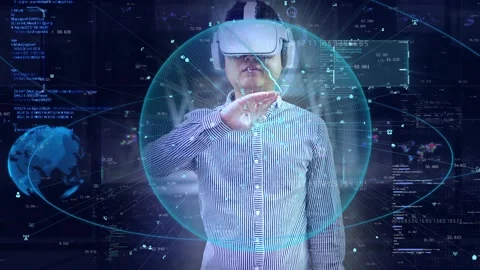 Human computer interaction experience of VR technology artificial intelligen Stock Footage 154440278